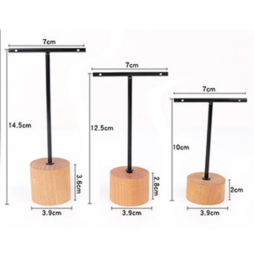 3pcs/lot Jewelry Display for earrings T-Bar Wooden Base Earrings Rack Holder Earrings Organizer Showcase Ear Studs Stand