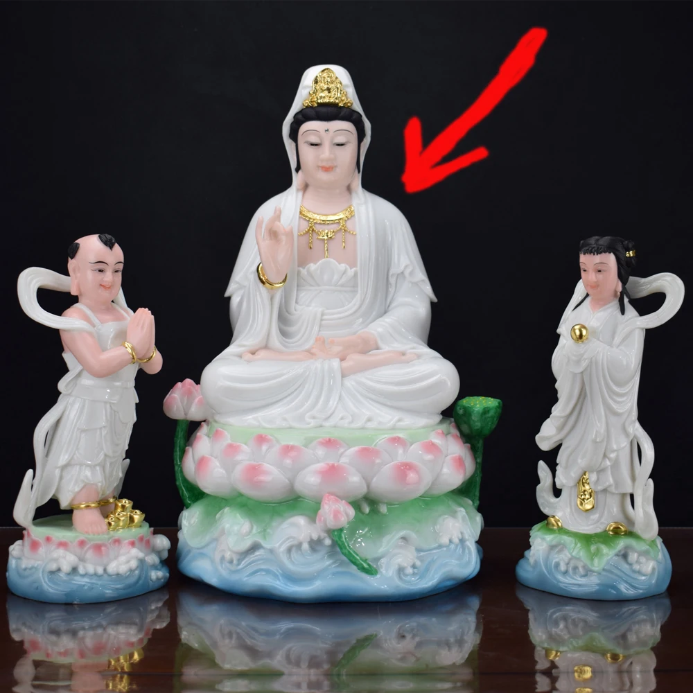 48CM large Asia high-grade Buddha statue Home store company FAMILY bless safe GOOD LUCK Guanyin jade gilding Sculpture