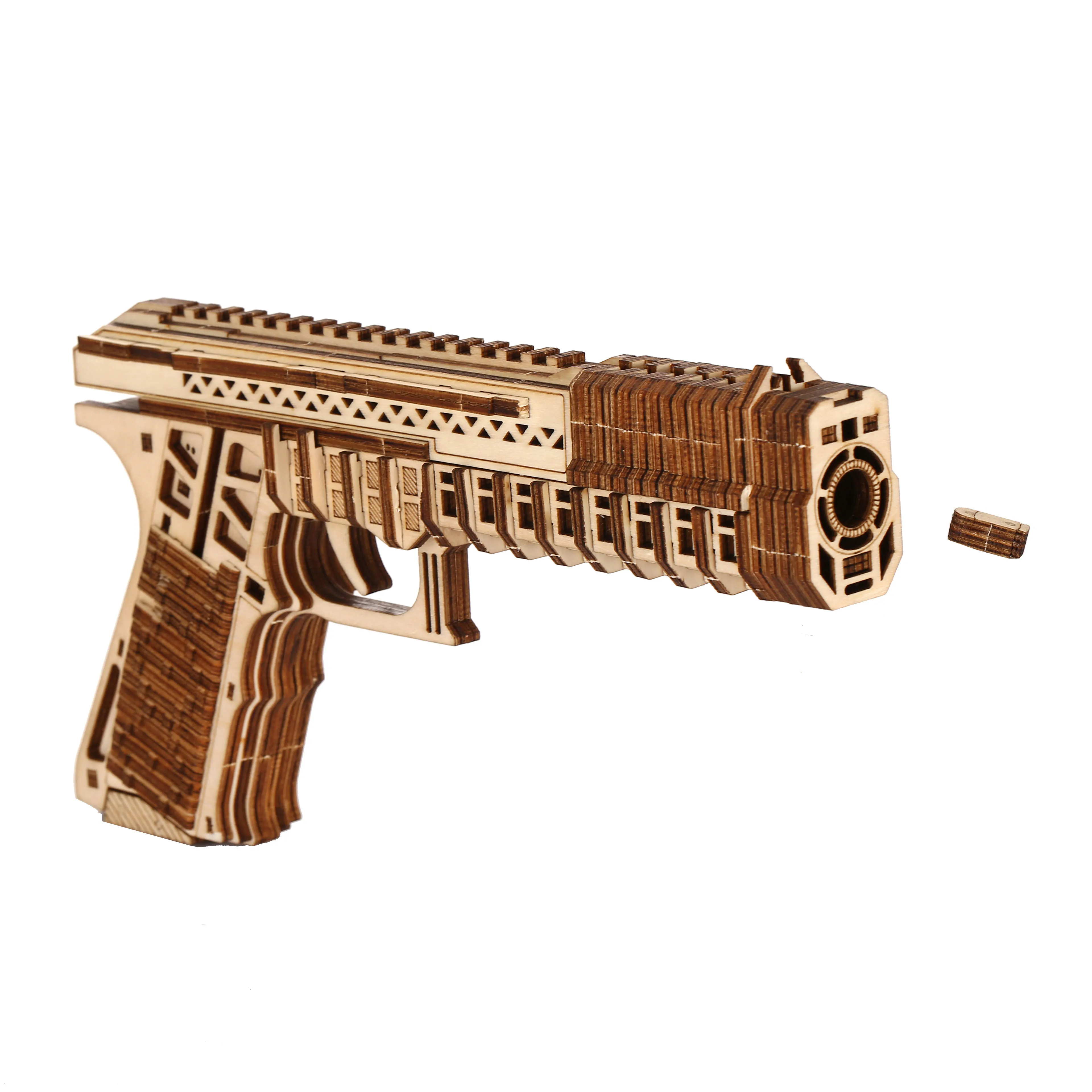 Modelo de pistola de rompecabezas de madera 3D DIY, Kits de bloques de construcción, juguete de montaje, regalo de cumpleaños para niños y adultos, decoración del hogar