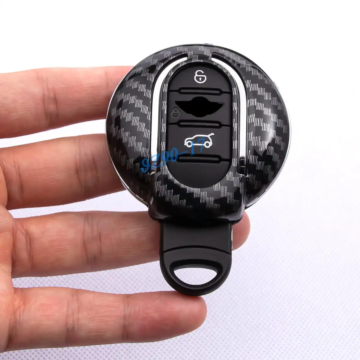 Carbon Fiber Car Key Fob Cover Case Chain Ring For Mini Cooper S One Countryman Clubman F54 F55 F56 F57 F60 view 4
