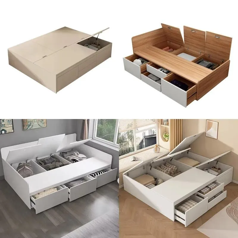 Expandable High Box Bed for Single Apartment Simple Storage Solution for Quilts and Clothes Maximizing Space Utilization