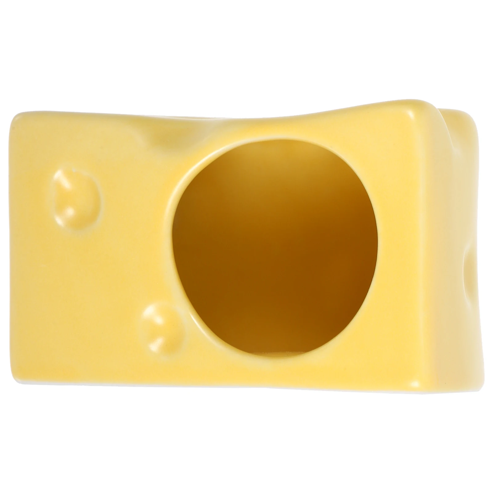 

Ceramic Hamster Hideout Yellow Cooling Nest Cheese Shape Small Pet Resting Hut