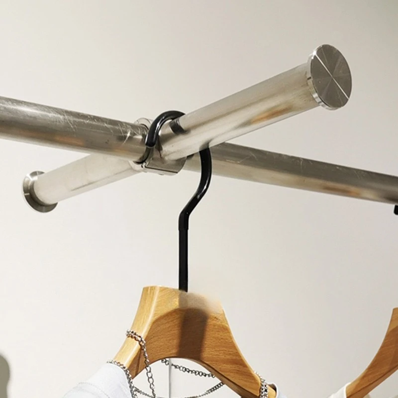 Removable stainless steel round tube buckle hook movable clothes display rack point hanging