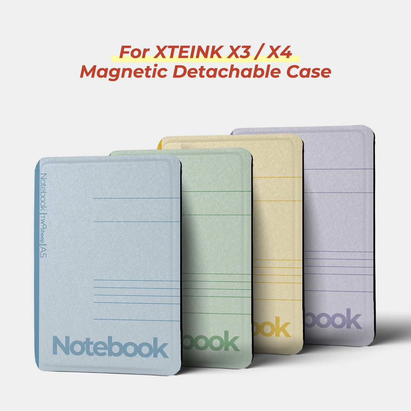 twosheep Notebook Magnetic Detachable Case suit for XTEINK X3 X4 TPU Clear Back Protective Shell Cover Skin Folio Guard Slim