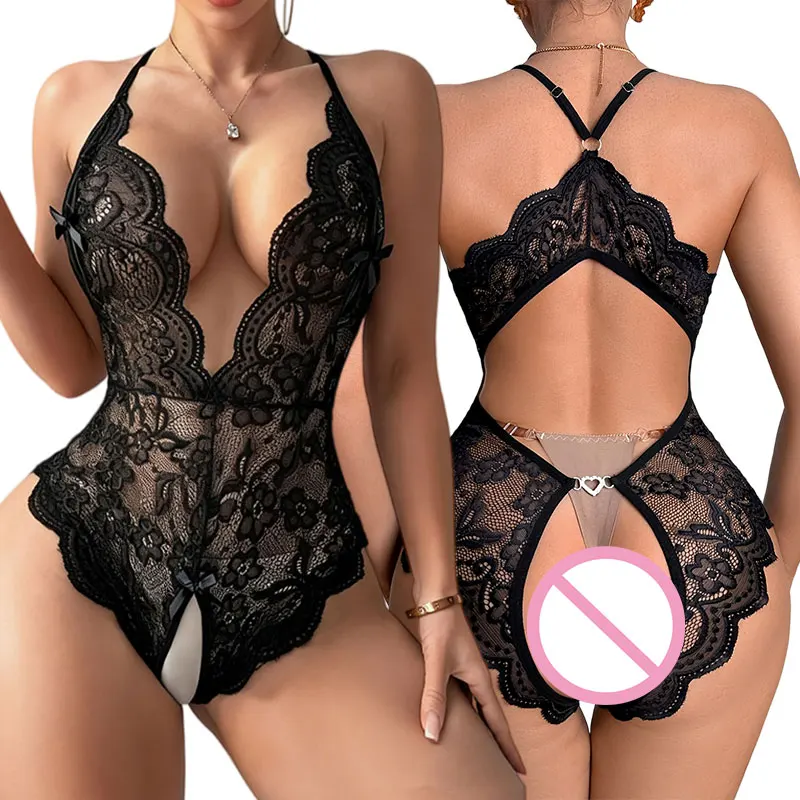 Crotchless Panties Bra Lingerie Hot  Bodysuit Porn Dolls Clothes Women' Underwear Teddy Tight Exotic  One Piece Briefs