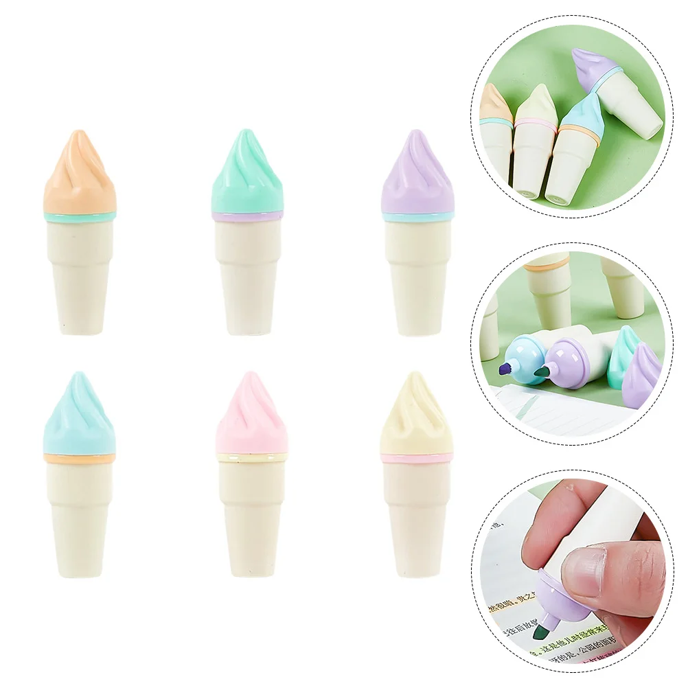 6 Pcs Highlighter Novelty Highlighters Artist Markers Cartoon Sturdy Abs for Adult Coloring Scrapbooking Supplies