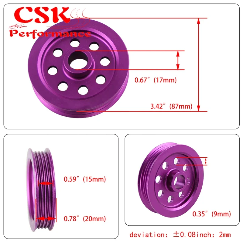 LIGHT-WEIGHT CRANK PULLEY Fits For Nissan skyline GTS GTR RB20 RB25 RB26 PULLEY PURPLE