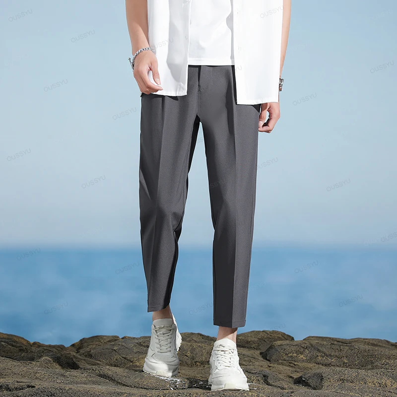Brand Clothing Smooth Soft Suit Pants Men Business Korean Formal Office Banquet Wedding Long Trousers Male Plus Size 40 Gift