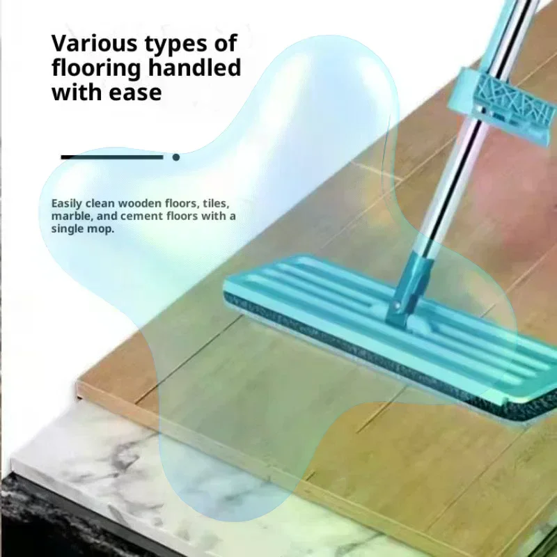 Flat Floor Mop Hand Free Wringing Squeeze Mop Microfiber Pads Lazy Mop Wet Or Dry Usage Floor Cleaning Mop Home Cleaning Tool