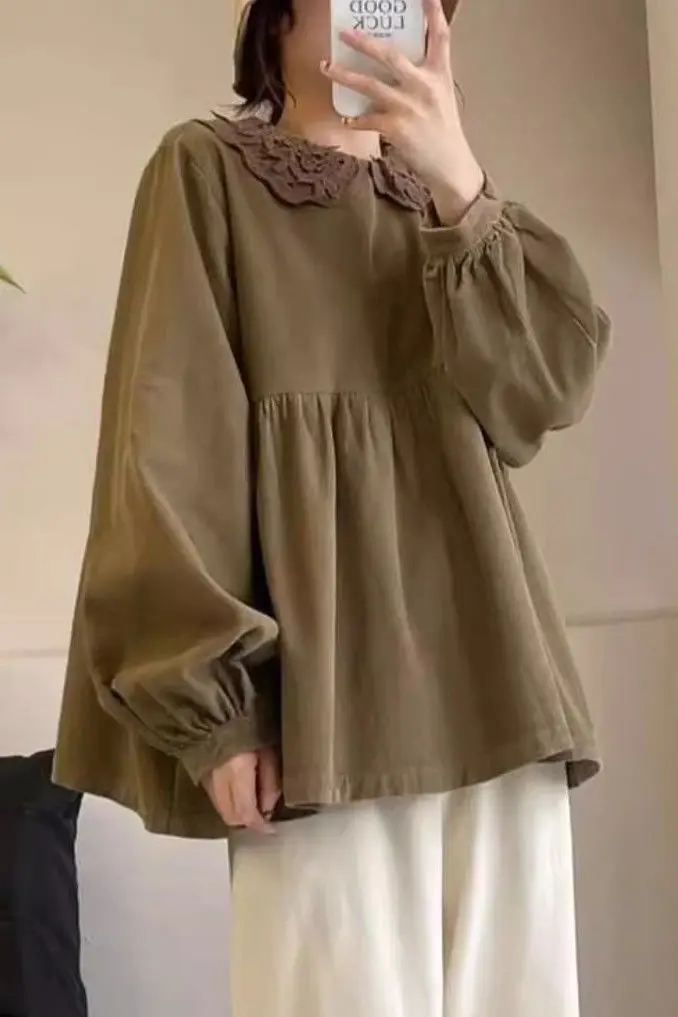 

Puffy Doll Neck Shirt, Sweet and Loose, Suitable for Autumn and Winter Wear, Looks Slim and Stylish, and Reduces Age