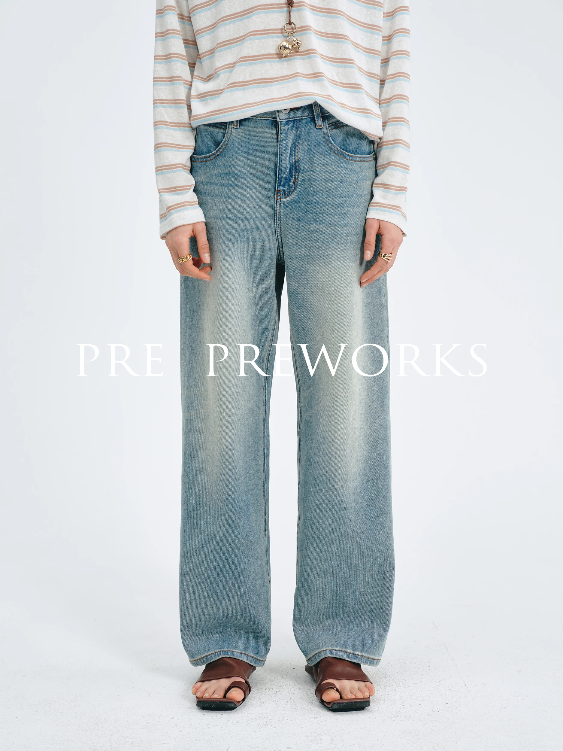 

High Waist Straight Leg Women's Jeans Retro Washed Casual Long Pants Loose Fit Versatile Cotton Denim Spring Summer Ladies