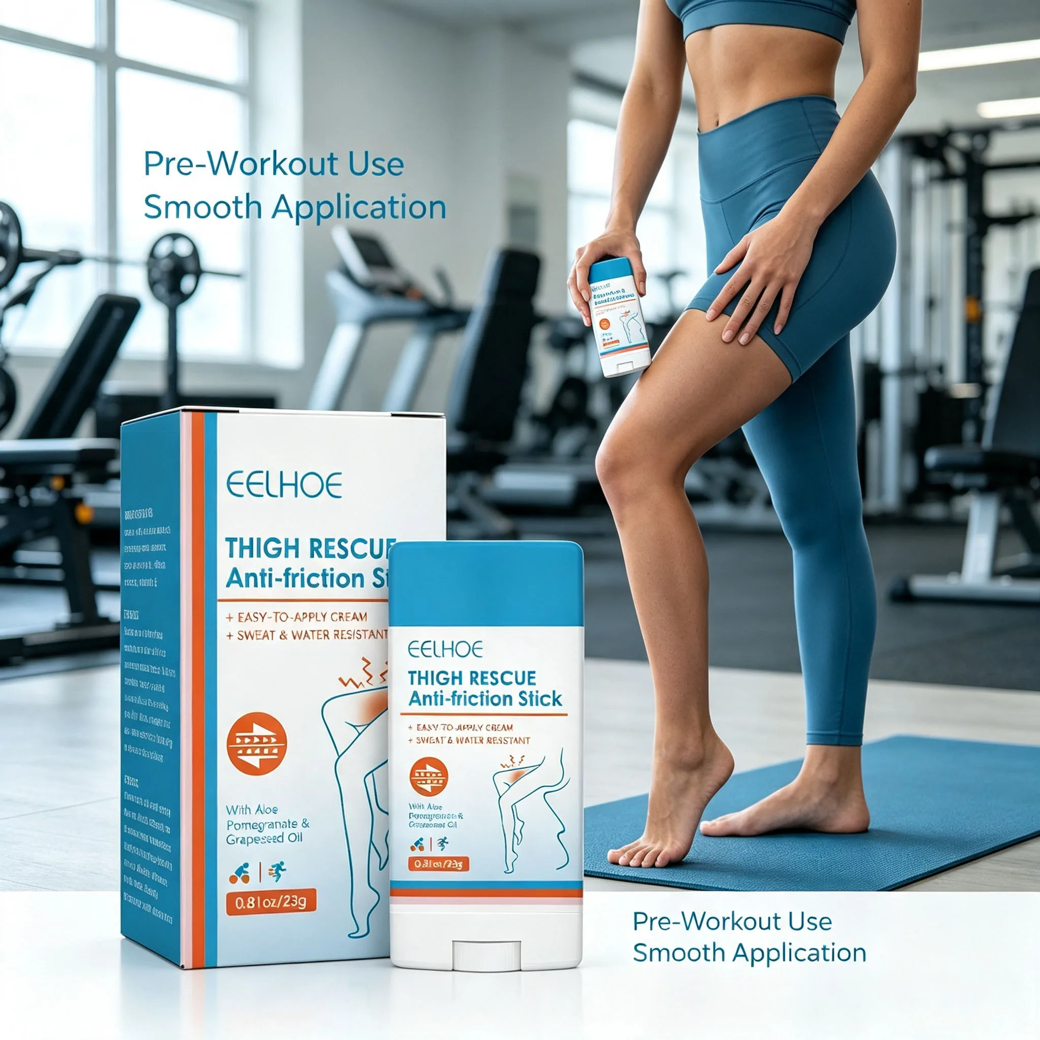 Eelhoe Thigh Anti-Friction Stick Waterproof Reduce Inner Thigh Friction Alleviate Discomfort Moisturize Skin Thigh Chafing Cream