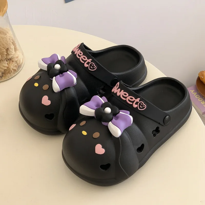 Bow Clogs Cartoon Hausschuhe Damen Niedliche Sommer Designer Schuhe Mädchen Indoor Outdoor Strand Slides Neu Weich Rutschfest Boden EVA