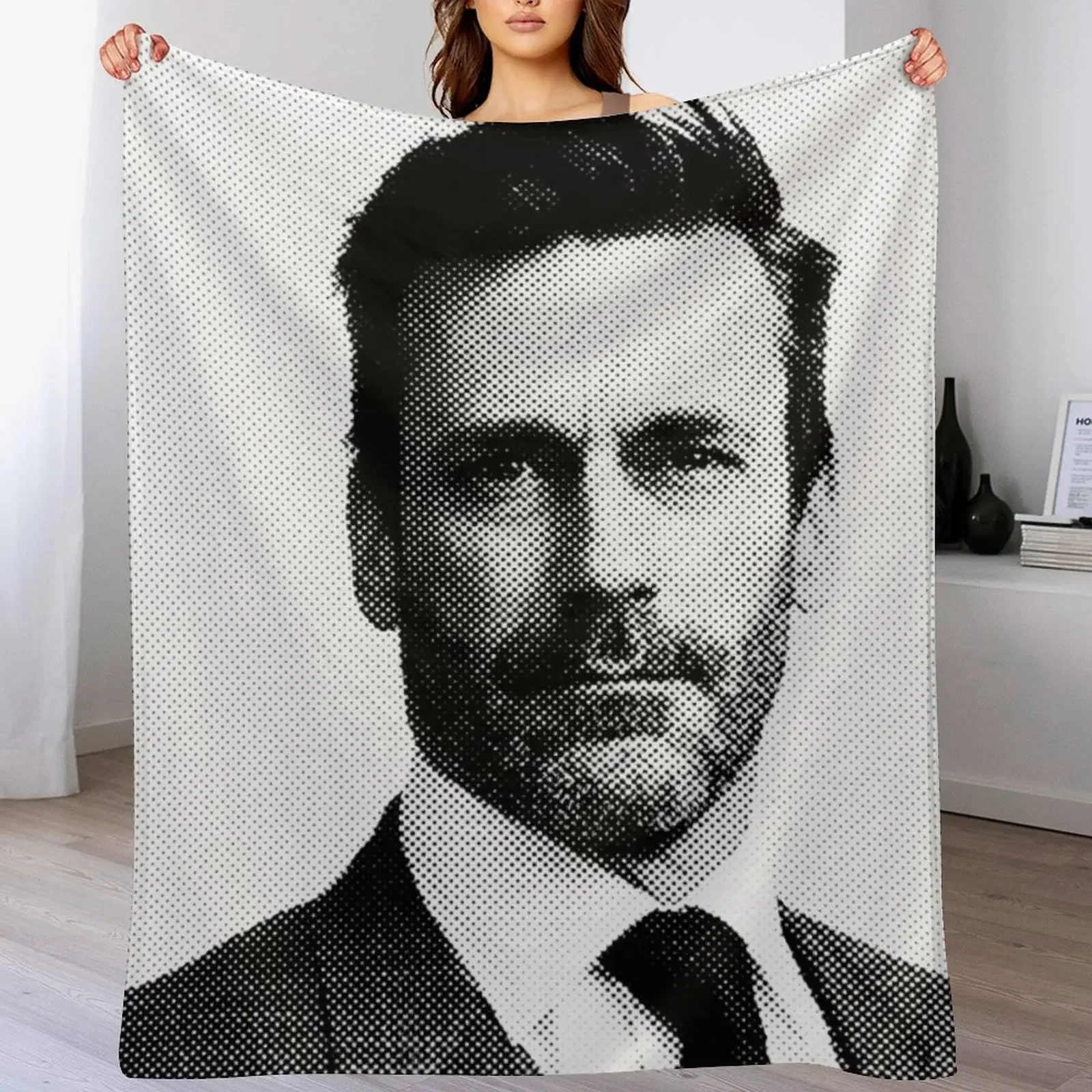 Jon Hamm Black & White Painting Throw Blanket Decoratives Camping Heavy Blankets