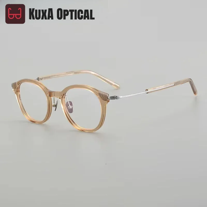 

KUXA круглая ацетатная оправа для очков, очки в стиле ретро, оптические очки для близорукости, модные очки, высокая оправа по рецепту
