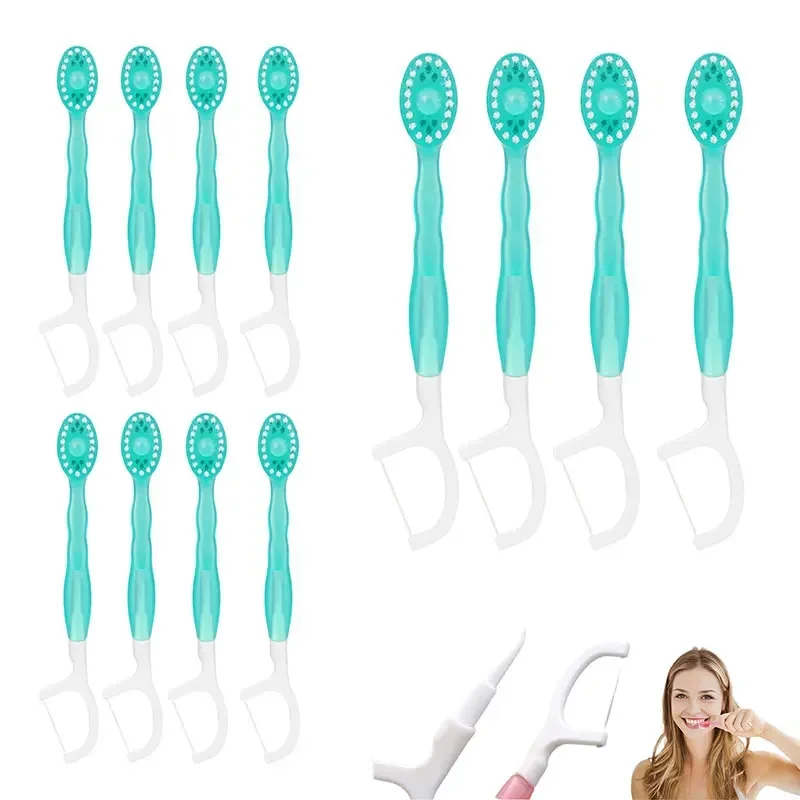 12PCS Exploded Bead Toothbrush Portable Travel Disposable Mini Toothbrush Kit With Dental Floss Toothpick Adult Oral Cleaning