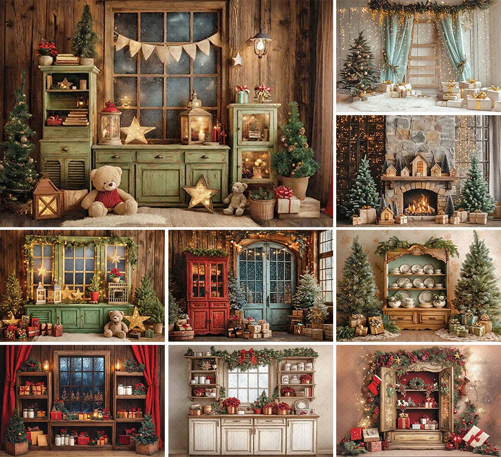 Mehofond Fotografie-Hintergrund Weihnachten Vintage Innenraum Fenster Kamin Xmas Kinder Familie Porträt Dekor Kulisse Fotostudio