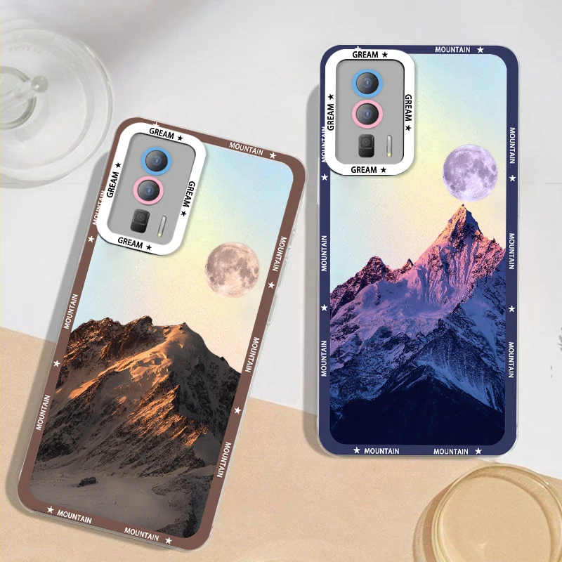 Snow Mountain landscape Phone Case For Poco M3 M4 X3 X4 NFC X5 F3 Redmi Note 9 10 11 Pro 12 4G Angel Eyes Transparent