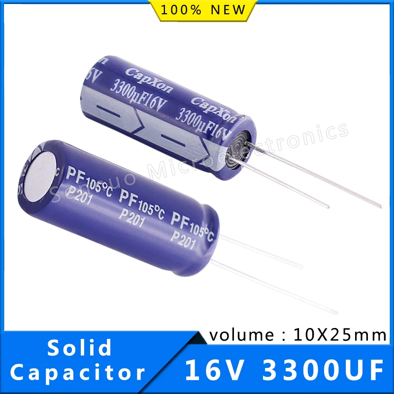 2pcs capacitor 3300 uf 16v Solid Electrolytic Capacitors 3300 uf 16 v volume 10x25mm Aluminum electrolytic capacitors brand new