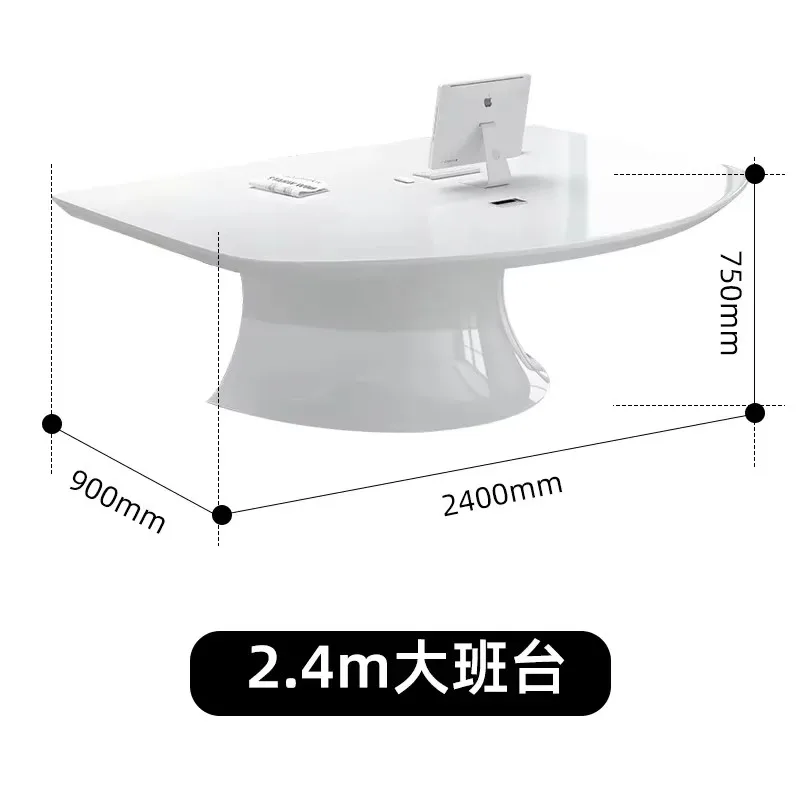 ZZ-26  White Curved Lacquer Executive Desk Fashionable Personalized Manager Supervisor Office Desk Large Desk