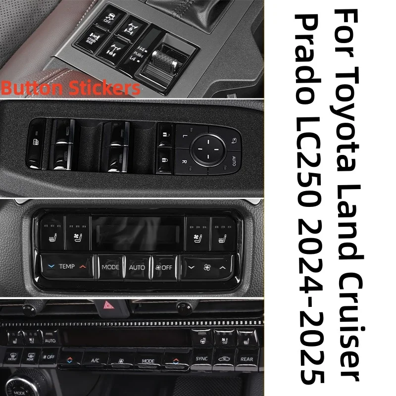 

Car Gear Shift Switch Button Guard Cover Decals For Toyota Land Cruiser Prado LC250 2024-2025 Car Interior Sticker Replacement