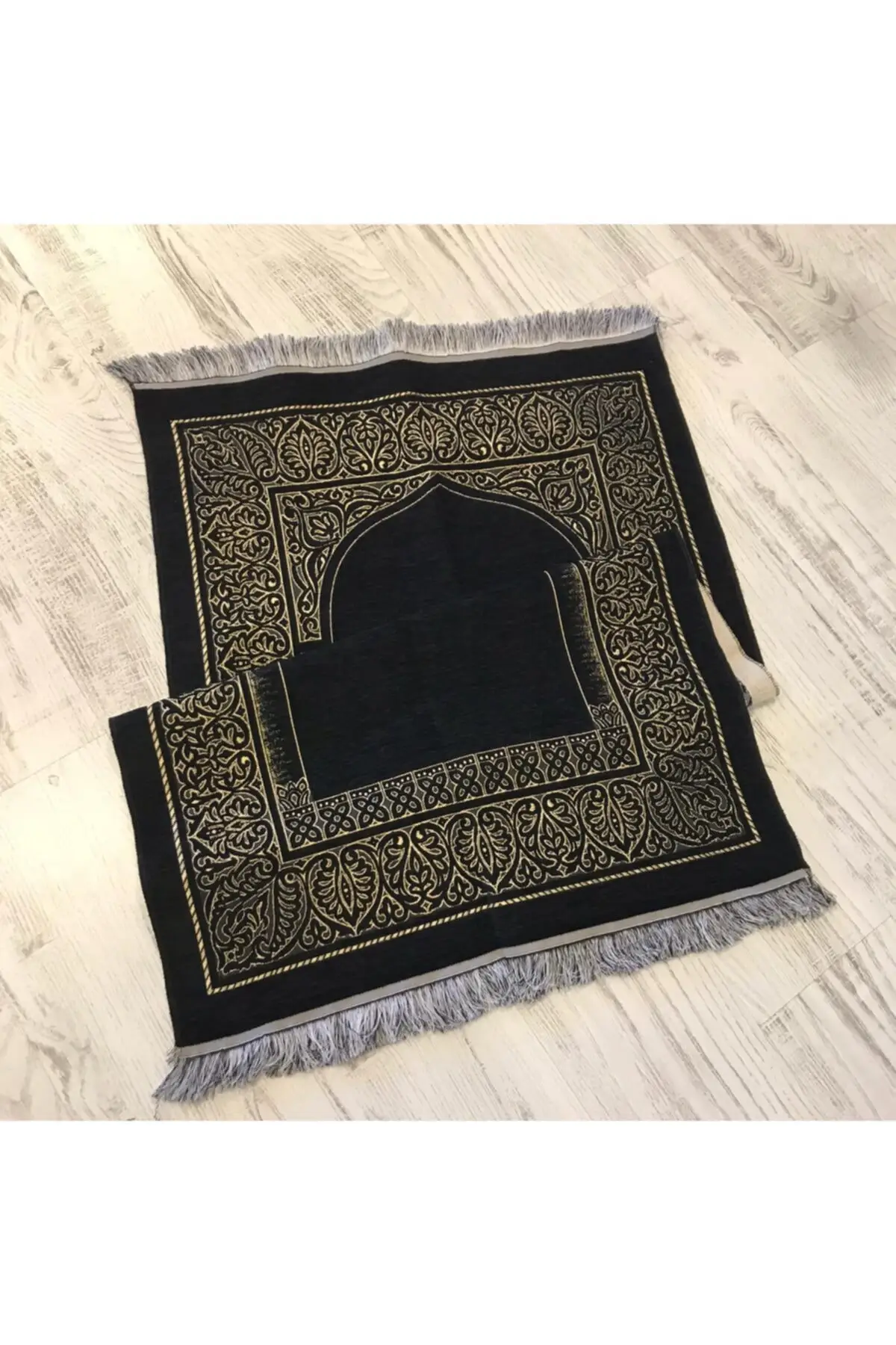 

DOLBOVI black luxury velvet prayer prayer prayer prayer Rug, Gold detailed women/men's prayer Rug