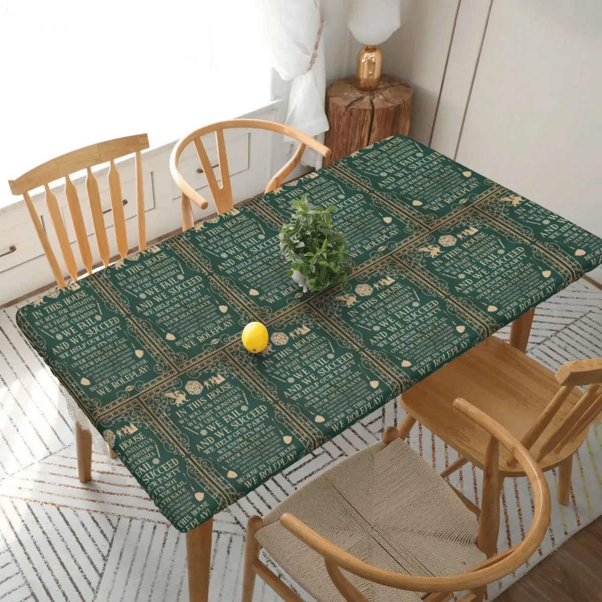 

Dnd Game In This House We Roll For Initiative We Roleplay Rectangular Tablecloth Oilproof Table Cover for Festival Table Cloth