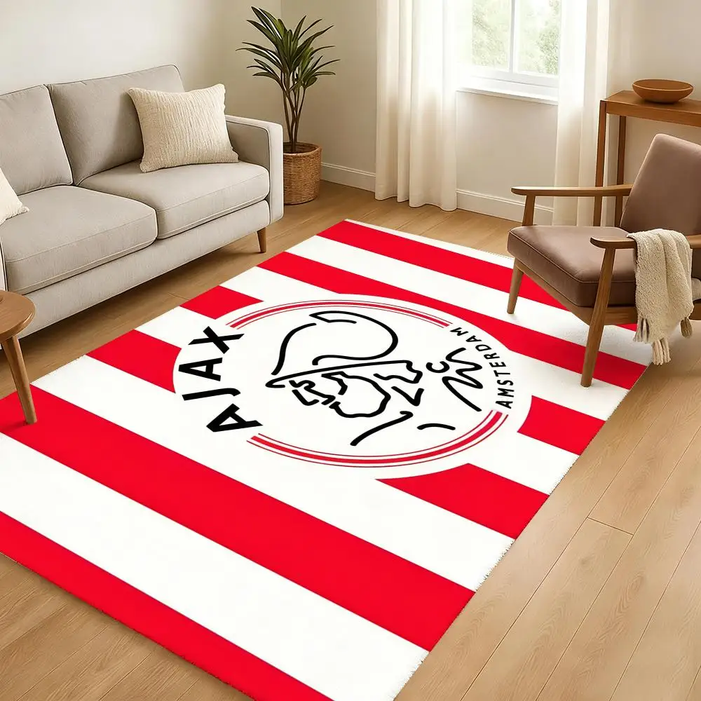 Amsterdamsche Football Club Ajax Fußmatte, weiche, verdickte, rutschfeste Türmatte für Wohnzimmer, Heimdekoration, Flanell-Teppiche