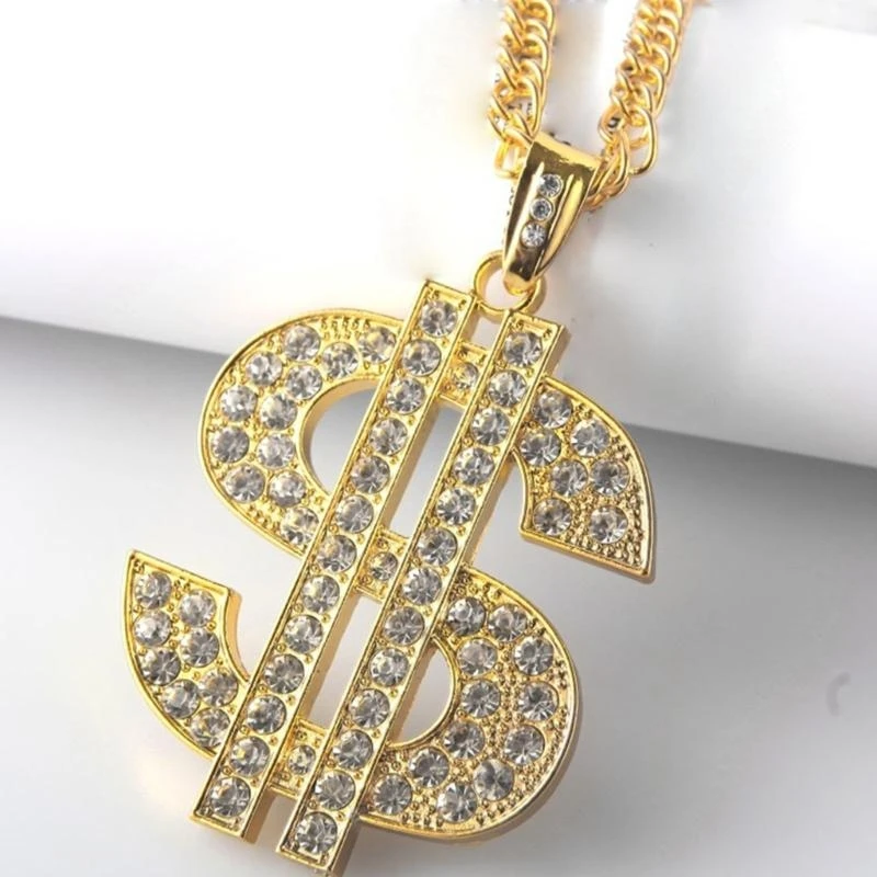 Y5GC 8PCS Hip Hop Costume Dollar Sign Sign Pendant Collier Hip Hop Dollar Rings Sunglasses Bracelets Set Rapper Accessoires