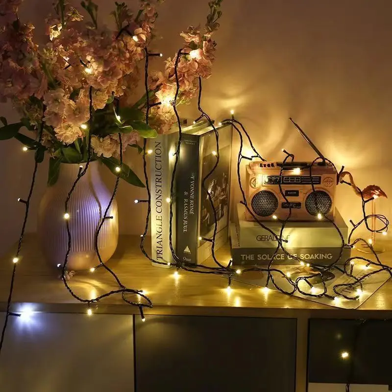 LED الخط الأسود ضوء اللون وامض السماء المرصعة بالنجوم مصباح مقاوم للماء سلسلة شجرة الشارع مهرجان الإضاءة الزخرفية