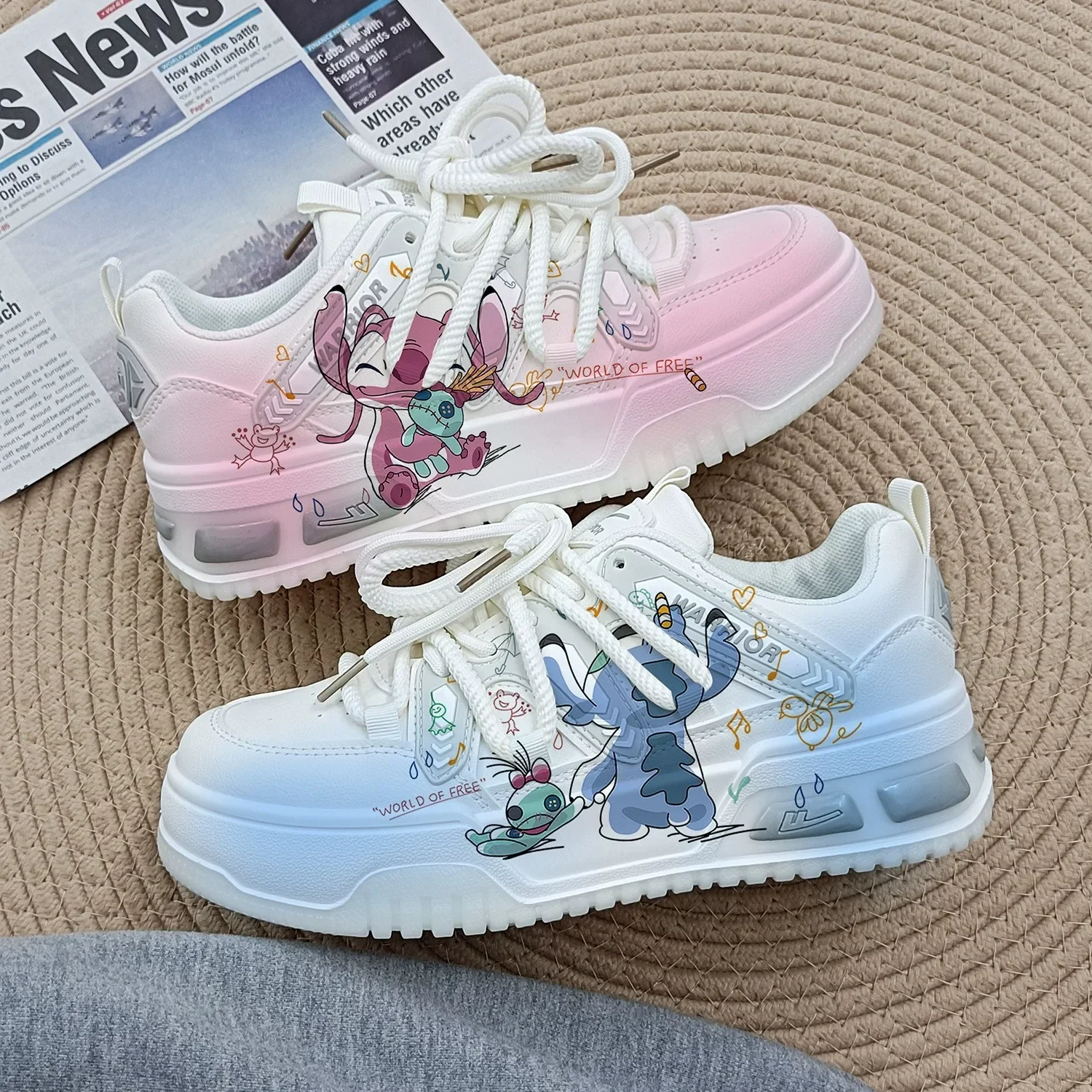 New Disney girls Stitch  princess cute Casual shoes non-slip soft bottom Mickey Mouse sports shoes for girl gift