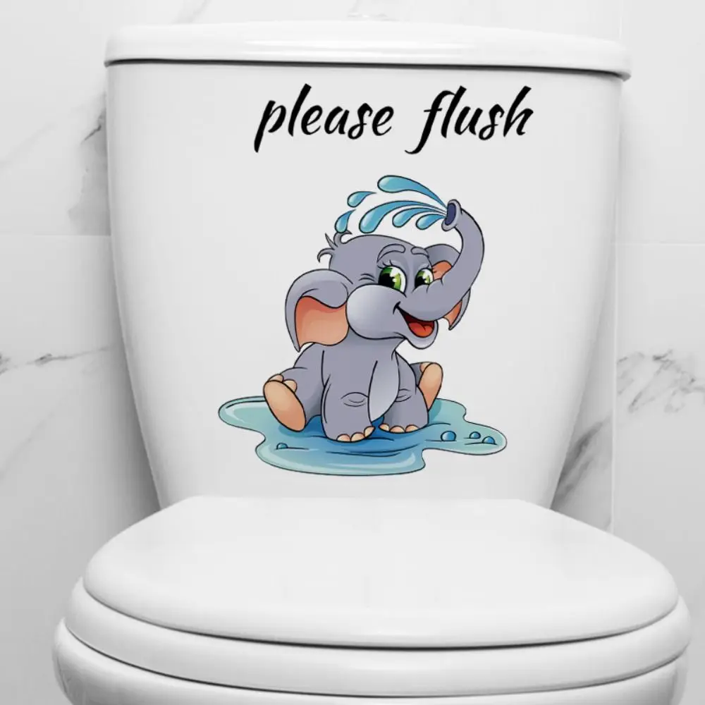 Multipurpose Elephant Elephant Playing Water Stickers Lovely Self-adhesive Elephant Toilet Decals PVC Playing Water Toilet