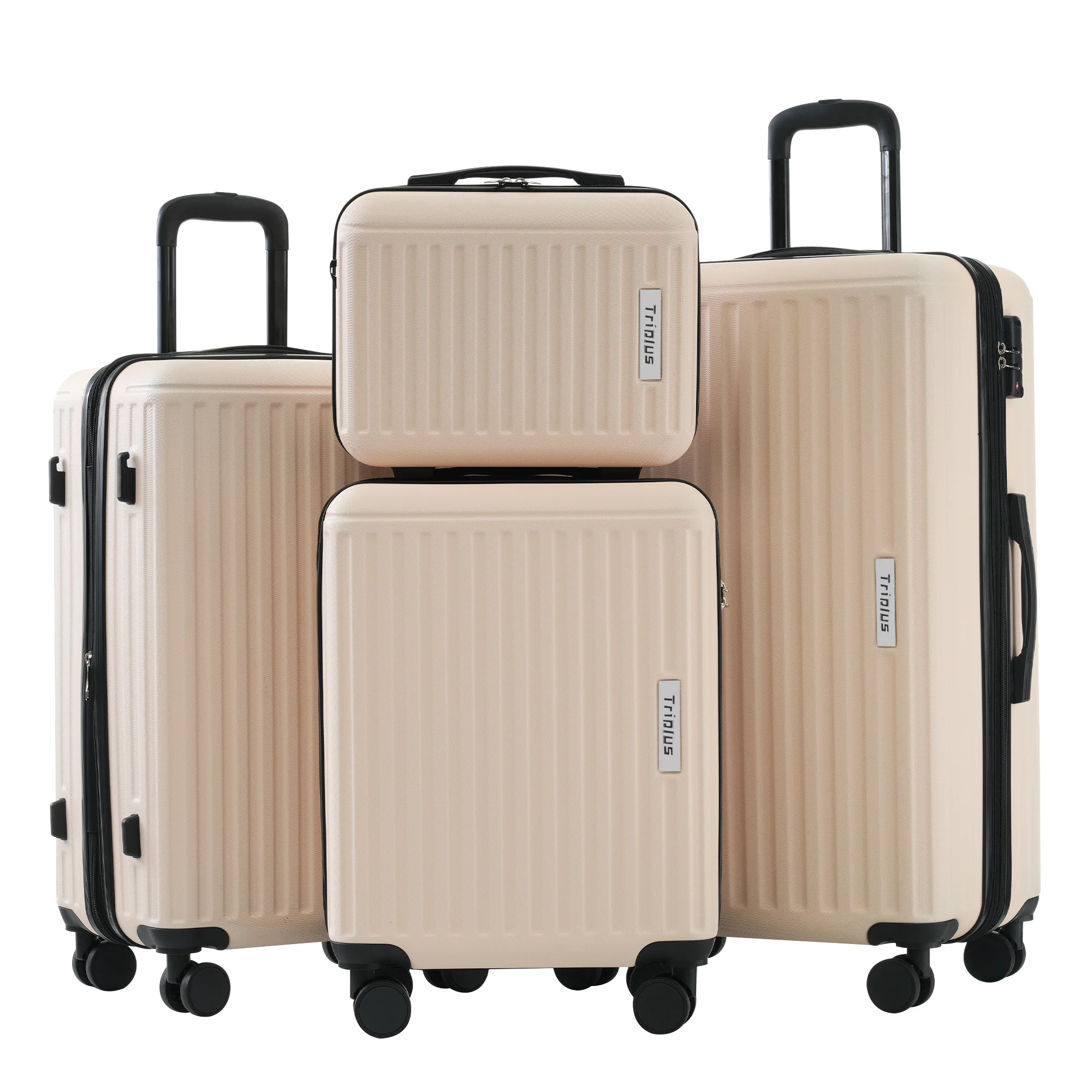 Suitcase set, S-M-L-XL set, luggage with cosmetic bag, hard shell case, trolley case, suitcase, hand luggage 4 rolls ABS Mater