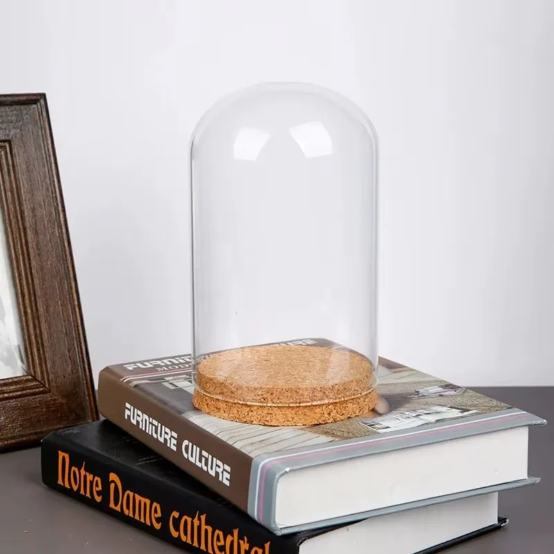 

60pcs D6 x H10cm Microlandscape Dried Flower Specimen DIY Glass Dome Wooden Base Glass Dome Decorative Glass Dome