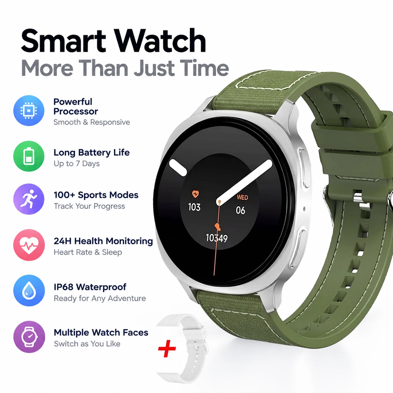 Mini Smart Watch with Large Display and Health Tracking