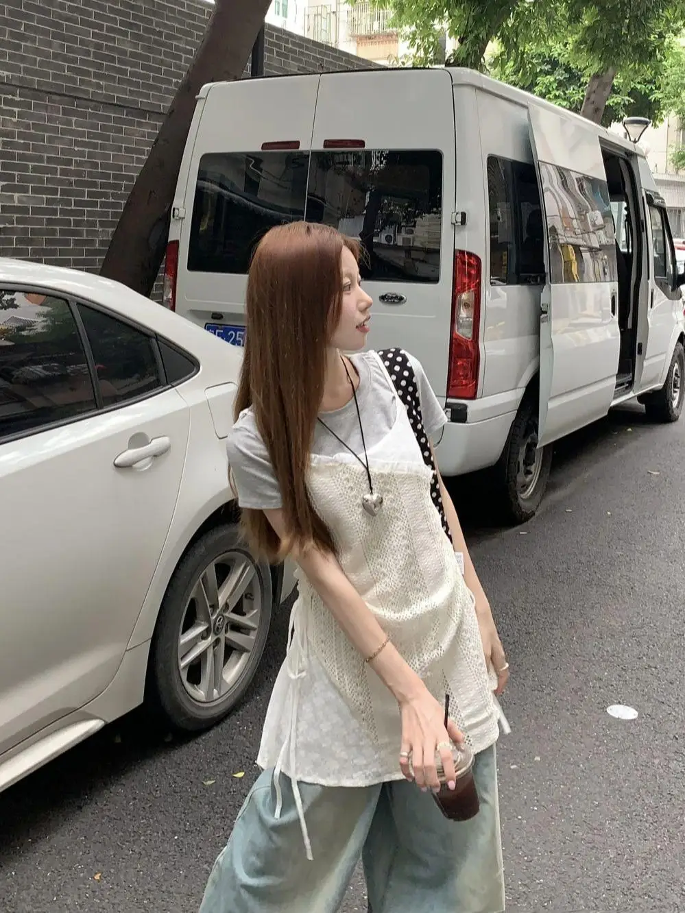 Vestido de Verão 2024 com Decote ter em Renda, Estilo Coreano, Vestido Casual de Decote Redondo, Vestido Sem Mangas para M...
