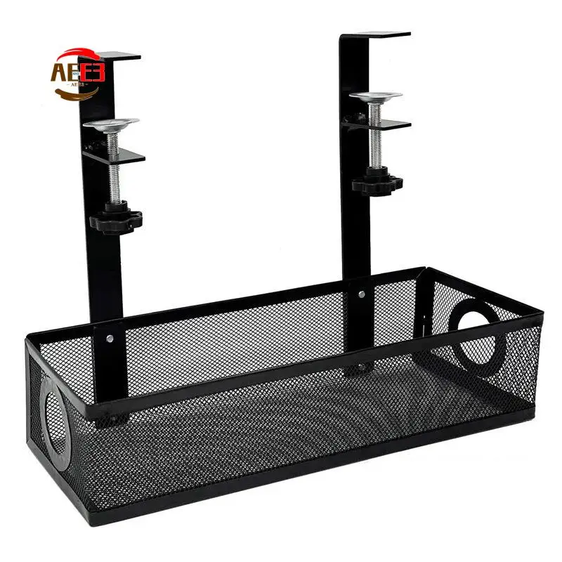 AEE3-1 Pcs Under Desk Cable Management Box Tray Under Desk Wire Management Box Clamp Cable Tray