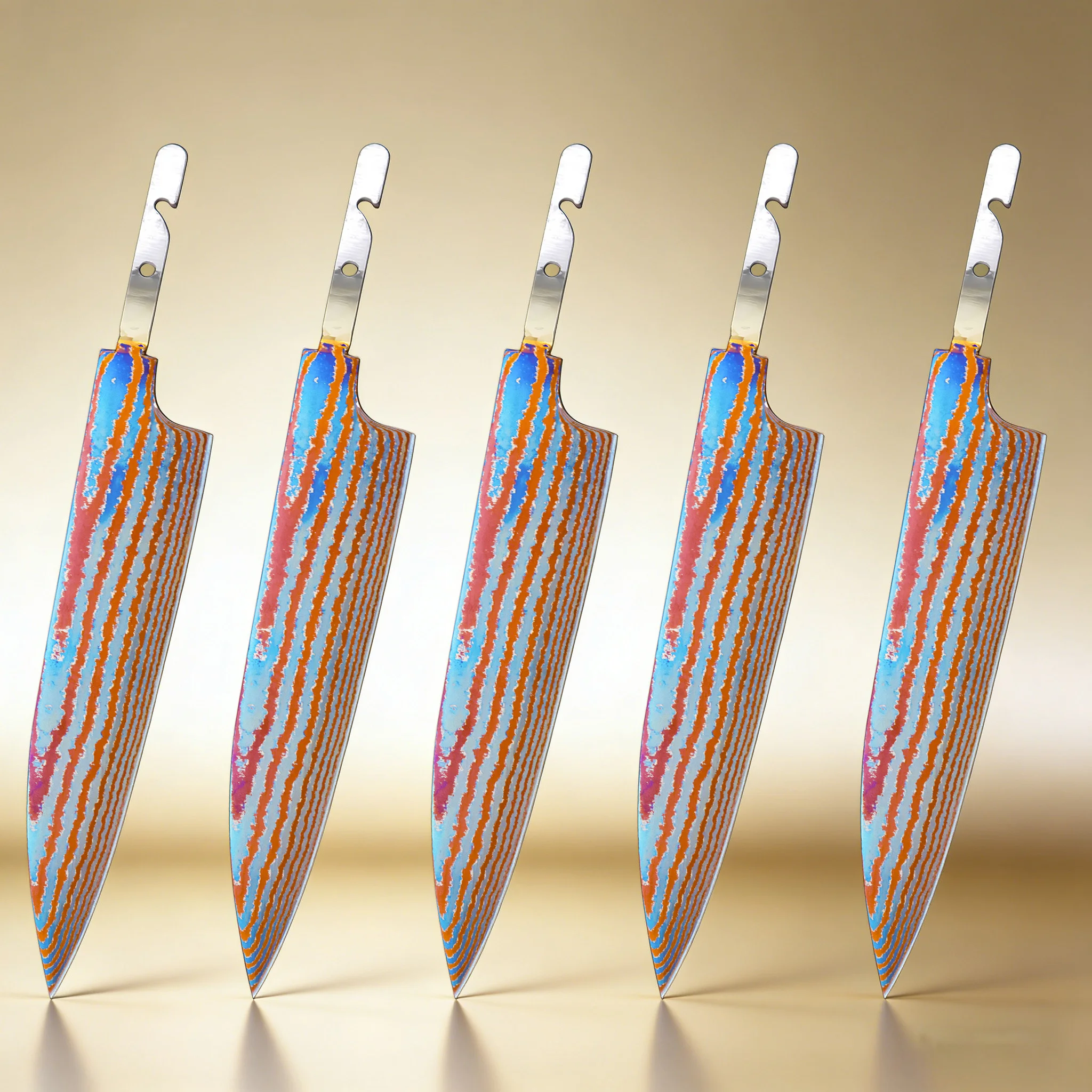 

1/2/3/4/5 шт., Профессиональное титановое дамасское лезвие для кухонного ножа, сменное лезвие для любителей DIY-ножей, аксессуар для кухонного ножа