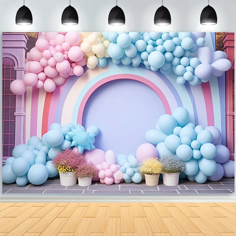 بالونات قوس قزح للتصوير الفوتوغرافي ، الدعائم الخلفية ، زخرفة حفلة عيد ميلاد رائعة ، خلفية استوديو الصور ، الباستيل ، الخلفية