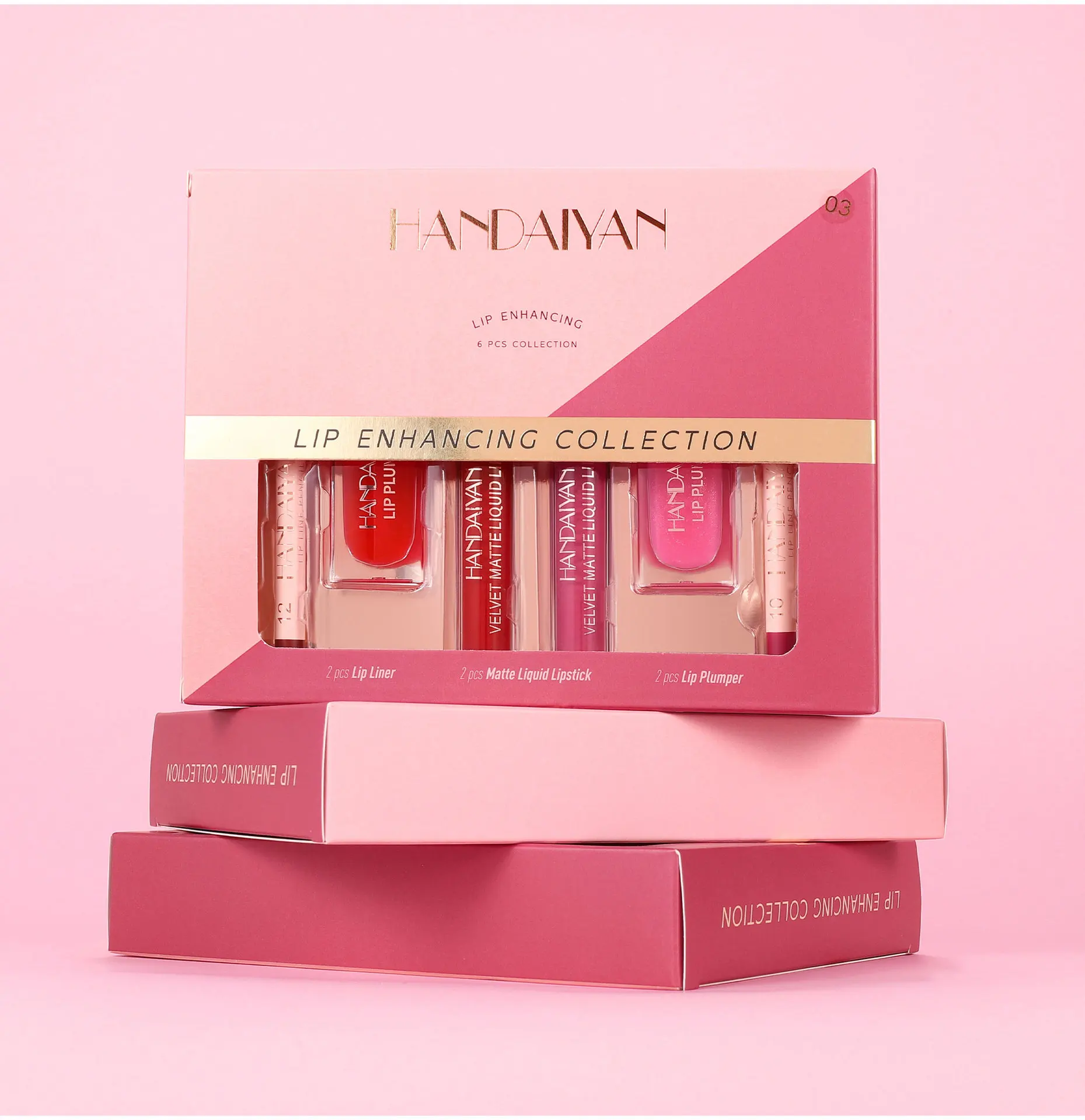 Colección de kit de labios de 6 piezas: tinte de labios mate de larga duración, brillo de labios hidratante y delineador de labios definidor, a prueba de manchas e hidratante