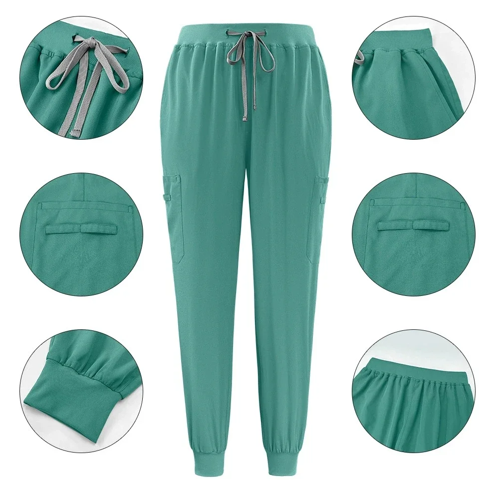 Ternos jogger multicoloridos, uniformes de enfermagem, manga curta, decote em v, calças de bolso, enfermeira, conjunto de roupas clínicas médicas