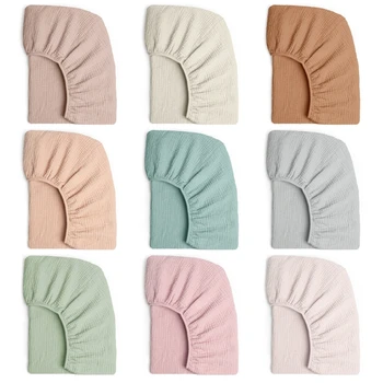 Soft Breathable Muslin Cotton Baby Fitted Sheet Newborn Crib Bed Sheet Universal Solid Color Infants Cradle Flat Sheet