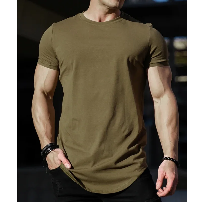 Muscle Fitness T-shirt Summer Men\'s Athleisure Workout short sleeve T-shirt High Quality cotton Men T-shirt Gym Sport Shirt Tops