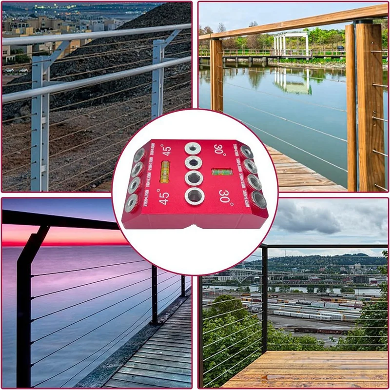 طقم تهزهز دليل الحفر للثقوب الزاوية والمستقيمة ، دليل الحفر تهزهز ، 4 بت ، 4 أحجام ، زاوية 30 45 90 درجة