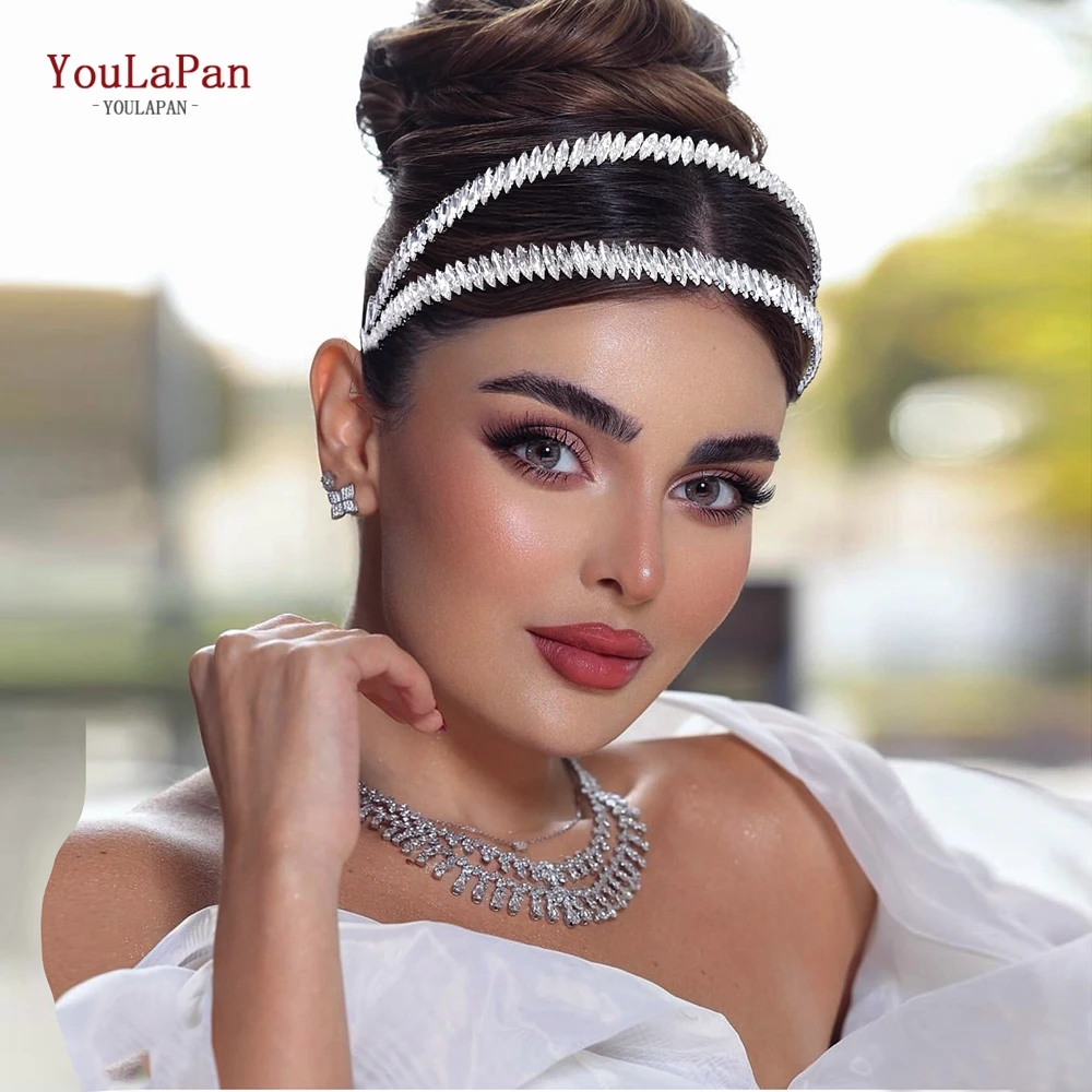 

YouLaPan Handmade Full Rhinestone Hair Hoop for Bride Accessories Shiny Tiara Bride Headwear Wedding Decoration Ornaments HP645