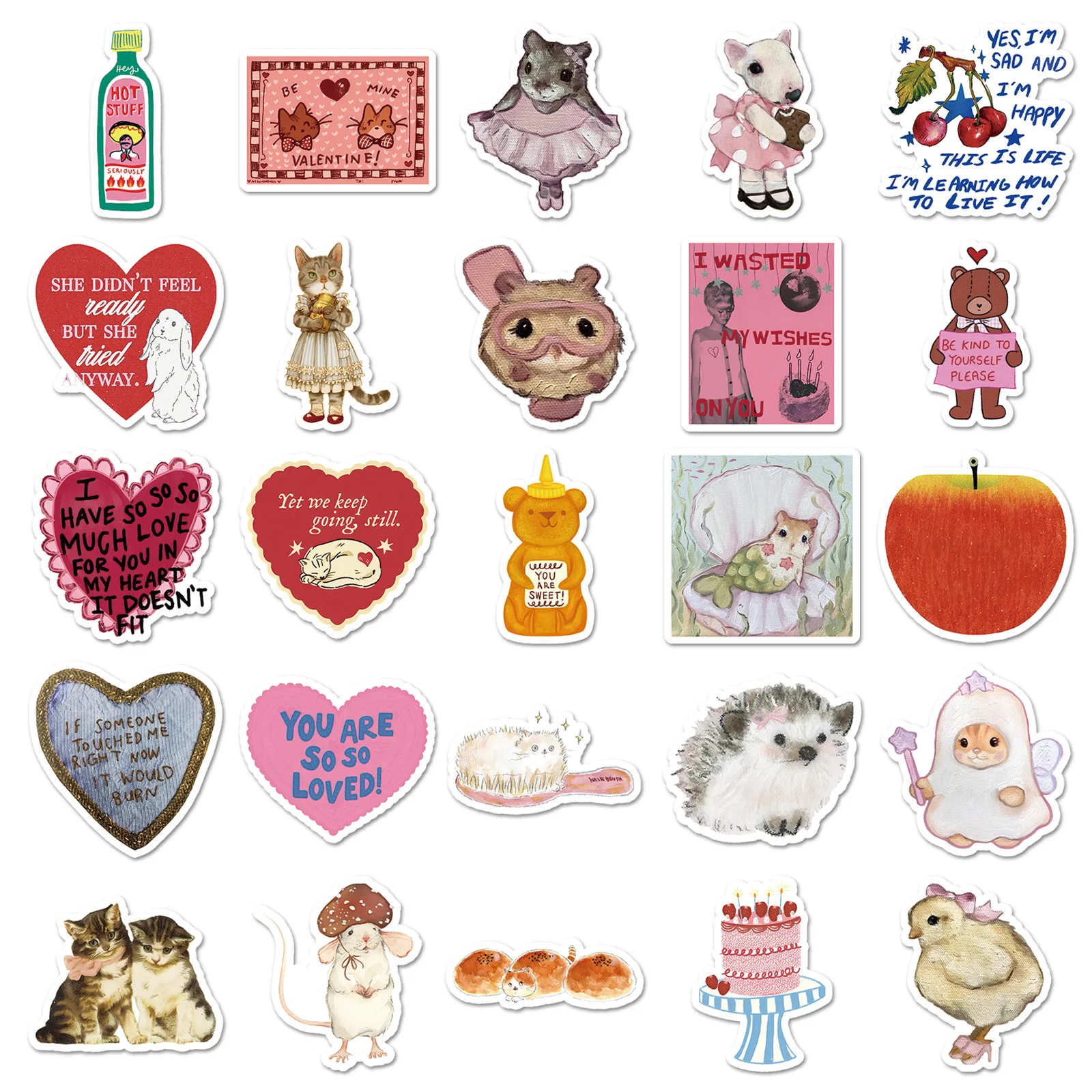 10/50 SZTUK retro wzór koszulki kreskówka świeży styl dziewczęcy styl ins dekoracja naklejka wodoodporna na telefon komórkowy Zabawka dla dzieci