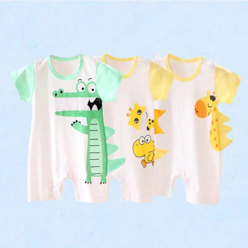 Baby Boys Cartoon Crocodile Giraffe Soft Cotton Rompers Summer Girls Bodysuits Newborn Clothes Infant Jumpsuit 3 to 24 Months