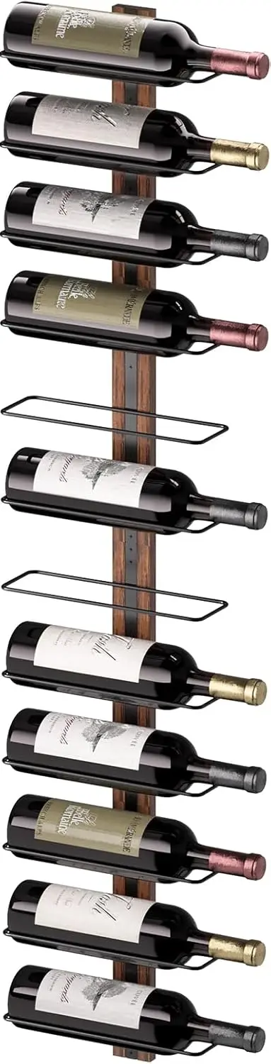 

Wall Mounted Wood Wine Rack for 12 Bottles, Kitchen Dining Bar Storage Holder