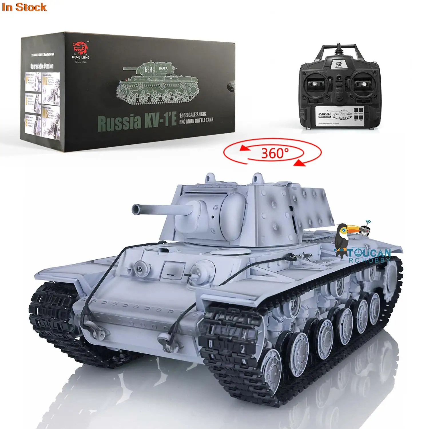 

2.4G Heng Long 1/16 Snow 7.0 Plastic Soviet KV-1 RTR RC Tank 3878 360° Turret Rotation Barrel Shooting Army Boys Toys TH17470