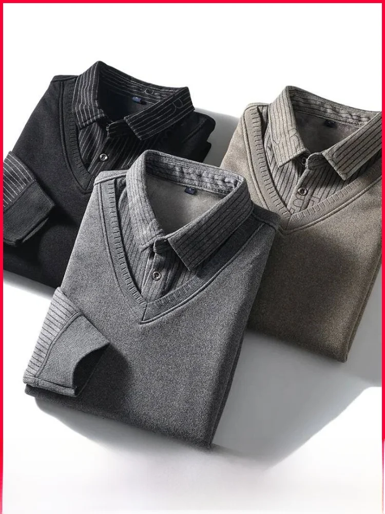 

Мужской повседневный вязаный свитер с воротником-стойкой, утепленный, из полиэфирного волокна, мягкий и комфортный, для осени и зимы